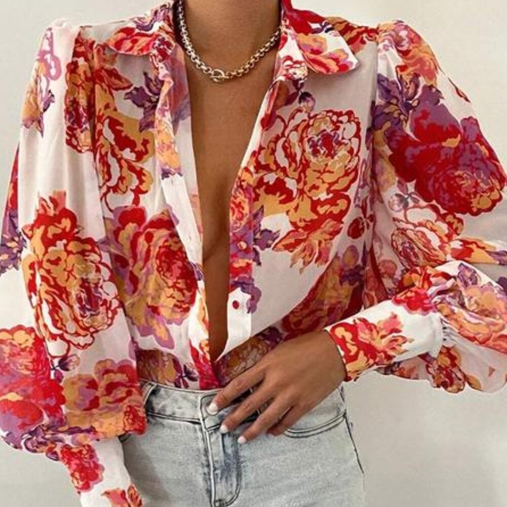 NWT -Bahama Blouse NWT - Red Floral